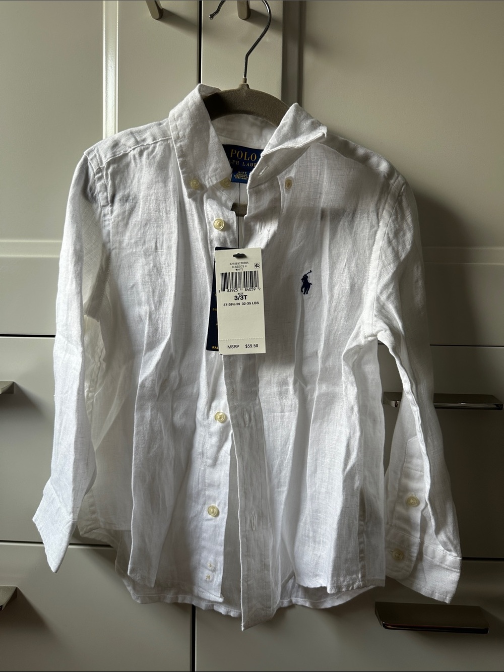Polo by Ralph Lauren Boys White Linen Button-Down Shirt NWT